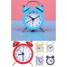 Munico Analog Mini Metal Çalar Saat Sevimli Küçük Ev Pil Çalışan Yuvarlak Başucu Saati Klasik