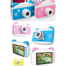 Munico Büyük Ekranlı Kedi Kulaklı Hediyelik Çocuk Fotoğraf Makinesi Video Kayıt Sd Kart Girişli Yeni Nesil