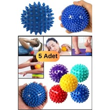 Munico 5 Adet Pilates Masaj Topu 6 cm Mavi Dikenli Masaj Topu El Vücut Cardio Egzersiz Plates Yuvarlak Topu