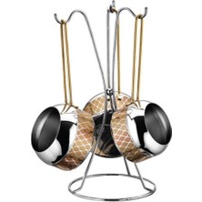 UltraMint Gold Dekorlu 4 Parça Cezve Takımı, Şık ve Kullanışlı Set