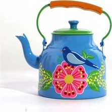 UltraMint El Boyama Emaye Demlik, Mavi Kuş Desenli, Şık ve Zarif Tasarım