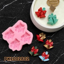 Poyrish 1228 - Silikon Kalıp Mum Kalıbı - 4'lü Mini Fiyonklu Çan