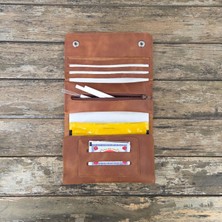 Derigami El Yapımı Deri Tütün Kesesi, 25G ve 50G Paketler Için Hakiki Deri Tütün Kılıfı, Çıtçıtlı