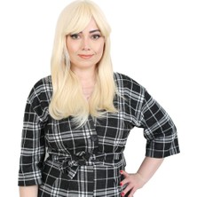 DS LLC Ieg™ Düz Perçemli Orta Boy Fiber Sentetik Peruk - Platin DSLLC-RSİEG248