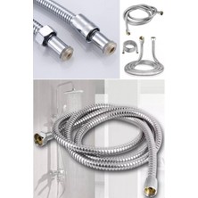 Munico Paslanmaz 150 cm Bükülme Önleyici Patlama Önleyici Duş Başlığı Hortumu Çelik Herşeye Uyumlu Gümüş