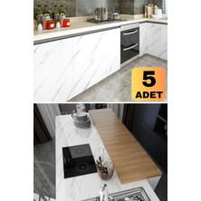 Munico Metre x Yapışkanlı Mermer Folyo 5 Görünümlü 5 Beyaz Dolap Mermer Adet Kağıt 60 Tez  Için Ideal Seçim