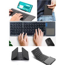 Munico Taşınabilir Mini Üç Katlanır Bluetooth Klavye Kablosuz Katlanabilir Tuş Takımı Ios Android Window #2
