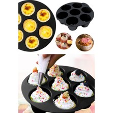 Munico Cupcake 7 Gözlü Airfrey Silikon Pişirme Muffin Cupcake Tepsisi 7 Gözenekli Cupcake Fırın Tepsisi