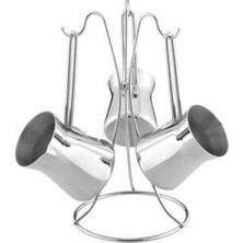 UltraMint 3'lü Piramit Metal Kulp Cezve Takımı, Şık ve Dayanıklı Tasarım