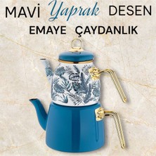 UltraMint Mavi Yaprak Desenli Çaydanlık, Şık ve Dayanıklı, Ev ve Ofis Kullanımı