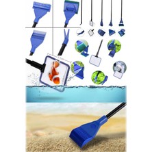 Munico Temizlik Yakalama Ağı Bakım Seti 5 In 1 Bakım Seti 5'i 1 Arada Akvaryum Penceresi Cam Fırça Ağ Uzun