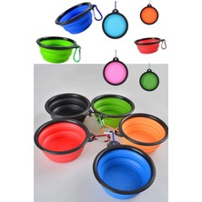 Munico 350ML Katlanabilir Köpek Pet Katlanır Silikon Kase Seyahat Taşınabilir Köpek Kedi Köpek Mama Kabı