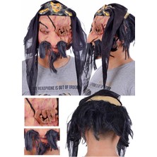 Munico Korkunun Sınırını Zorlayan Korsan Maskesi Lateks Saçlı Sakallı Korsan Maskesi Cadılar Bayramı Için