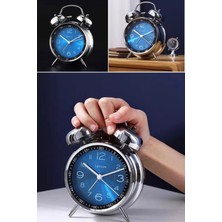 Munico Başucu Retro Metal Çalar Saati Büyük Boy Sessiz Işıklı Zil Sesi Öğrenci Alarm Okul