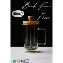 UltraMint Bambu Kapaklı French Press 1000ML, Şık ve Dayanıklı Kahve Demleme Aracı