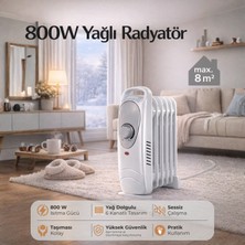 Homenter Voltomat Termostatlı 800W Yağlı Radyatör | 6 Dilim | Sessiz Elektrikli Isıtıcı | Beyaz