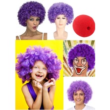 Munico Çocuk Eğlence Aksesuarı Cosplay Parti  Cadılar Bayram Hayranları Için Peruk Peruk + Palyaço Burnu Set