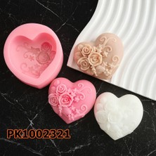Poyrish PK1002321 - Silikon Kalıp Mum Kalıbı Güllü Kalp