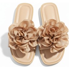 Klay Shoes Kadın Gül Detaylı Rahat Şık Terlik