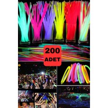 Munico 200 Adet Floresan Işık Kızdırma Çubukları Bileklik Parti Neon Düğün Partisi Konser Doğum Günü Parti