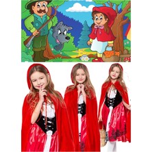 Munico Çocuklar Için Tiyatro Okul Gösterileri Için Uygun Kırmızı Başlıklı Kız Şapkalı Pelerin Örtü Cosplay