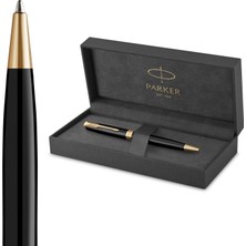 Parker Sonnet Lake Siyah Altın Tasarımlı Tükenmez Kalem, Mavi Mürekkep, Orta Kalınlıkta Uç