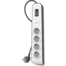Belkin Surgemaster 4'lü Priz, Yüksek Gerilim Korumalı (2 M Kablo) Beyaz/gri BSV400VF2M