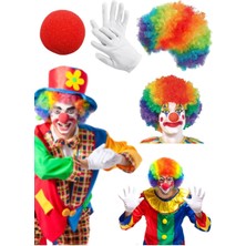 Munico Palyaço Peruk & Burun & Eldiven Seti Çocuk Eğlendirme Doğum Günü Eğlence Sektörü Para Kazanılabilir