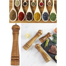 Munico 2 Adet Manuel Ahşap Tuz Biber Öğütücü Baharat Değirmenleri El Ahşap Biber Değirmeni Mutfak 21 cm