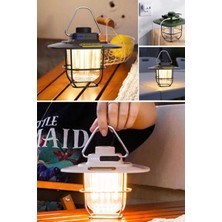 Munico 3 Adet Şarjlı Kamp Çadır Ağaca Asılabilir Kamp Fener Lambası Retro Bahçe Aydınlatma Dış Aydınlatma