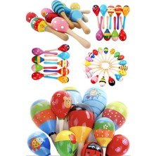 Munico Çok Renkli Ahşap Maracas Çevre Dostu Bebek Kum Çekici Enstrüman Oyuncak Eğlenceli Bebek Oyuncağı Şık