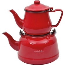 UltraMint Kırmızı Emaye Çaydanlık Takımı 1.7l & 4.2l, Şık ve Dayanıklı Tasarım