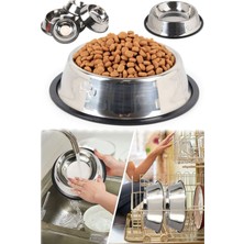 Munico Kauçuk Ömürlük 15 Kabı Kase Çelik Köpek Su Kenarlı Paslanmaz Mama Çelik ve cm Kedi  Için Ideal Seçim