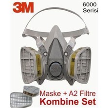 3M 6200 Gaz Maskesi + A2 Filtre Dahil Kombine Set