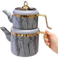 UltraMint Mermer Desenli Granit Çaydanlık Takımı 1,25L ve 2,25L
