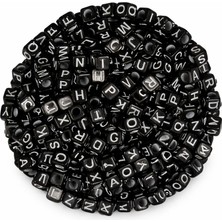 Poyrish Siyah Beyaz Harf Boncuk 250 Gr.