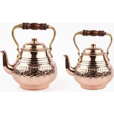 UltraMint Bakır Çaydanlık Seti Orta Boy 2+1, Zarif ve Şık Tasarım