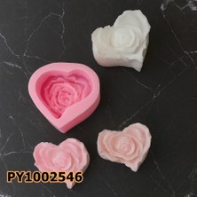 Poyrish PY1002546 - Silikon Kalıp Mum Kalıbı Gül Yapraklı Kalp