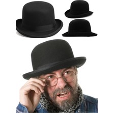 Munico Yetişkin Boy Retro Bowler Derby Şapkası Sherlock Holmes Karakter Siyah Dedektif Şapkası Siyah Renk