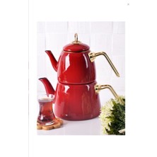 UltraMint Şık Emaye Çaydanlık Takımı, Dayanıklı ve Kullanışlı Tasarım