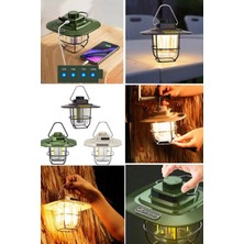 Munico 5 Adet Şarj Edilebilir Kamp Çadır Ağaca Asılabilir Kamp Fener Lambası Retro Bahçe Aydınlatma Dekor