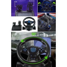 Munico Ps4 Pc Için Pedal ile Oyun Direksiyon Simidi 180 ° Rotasyon 7 In 1 Titreşim USB Yarış Oyun Tekerleği