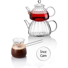 UltraMint Şeffaf Cam Çaydanlık ve Cezve Seti, Elegant Tasarım ve Dayanıklılık