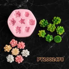 Poyrish PK1002478 - Silikon Kalıp Mum Kalıbı 7li Mini Sukulent Kaktüs