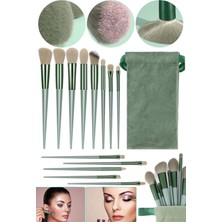 Munico Profesyonel 13 Adet Yeşil Makyaj Fırçası Seti Göz Farı Allık Bayanlara Özel Makyaj Güzellik Seti Pro