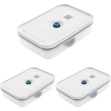 Zwilling Fresh & Save Vakumlu Yemek Taşıma Kabı, L Düz, Plastik, Yari Şeffaf-Akdeniz Mavisi 3lü Pake