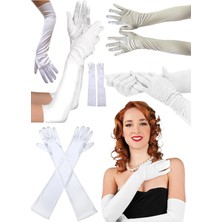 Munico Elbise Aksesuar Beyaz Seksi Kadınlar Pürüzsüz Dikişsiz Uzun Eldiven Şık Güneş Koruma Gelin Eldiven