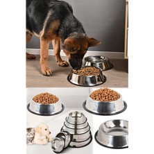 Munico Mam Hayvan & Köpek Tası Paslanmaz ve 18 Kauçuk Su Çelik Mama cm Şeritli Su Mama Ke  Için Ideal Seçim