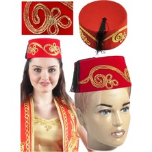 Munico Osmanlı Fesi Şapkası Ottoman Empire Türk Fesi Kırmızı Kaliteli Işlemeli Osmanlı Fesi Şapkası Osmanlı