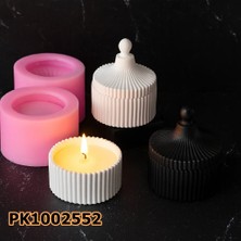 Poyrish PK1002552 - Silikon Kalıp Mum Kalıbı - Çizgili Form Kapaklı Kutu